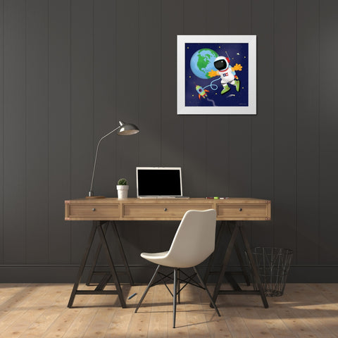 Space Flight White Modern Wood Framed Art Print by Marrott, Stephanie
