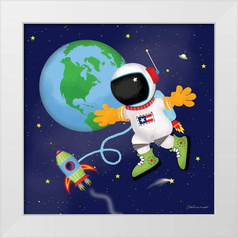 Space Flight White Modern Wood Framed Art Print by Marrott, Stephanie