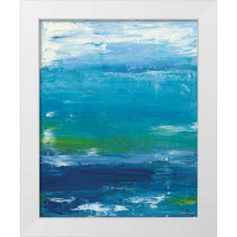 Abstract In Blue II White Modern Wood Framed Art Print by Marrott, Stephanie