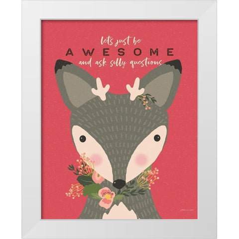 Awesome Deer White Modern Wood Framed Art Print by Marrott, Stephanie