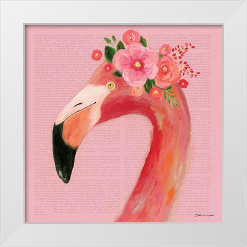 Flamingo Flower Face in Pink White Modern Wood Framed Art Print by Marrott, Stephanie