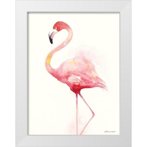 Flamingo I White Modern Wood Framed Art Print by Marrott, Stephanie