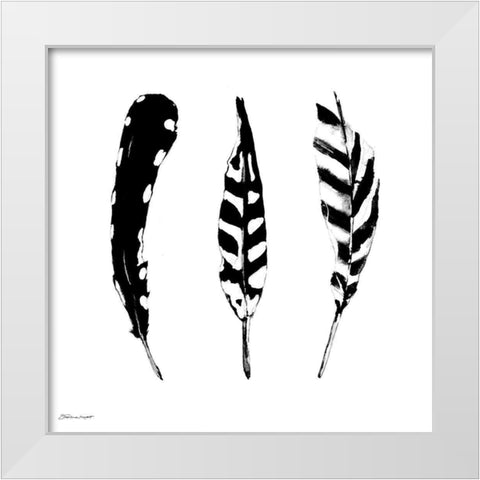 Three Feathers White Modern Wood Framed Art Print by Marrott, Stephanie