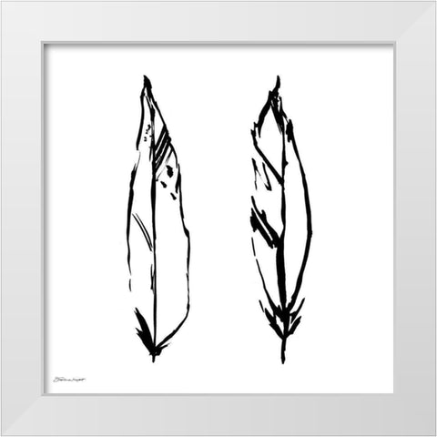 Two Feathers White Modern Wood Framed Art Print by Marrott, Stephanie