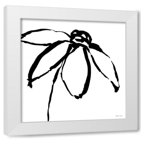 Daisy White Modern Wood Framed Art Print by Marrott, Stephanie
