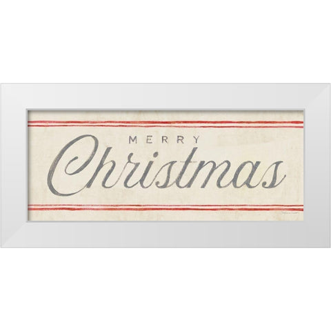 Flour Sack - Merry Christmas White Modern Wood Framed Art Print by Marrott, Stephanie