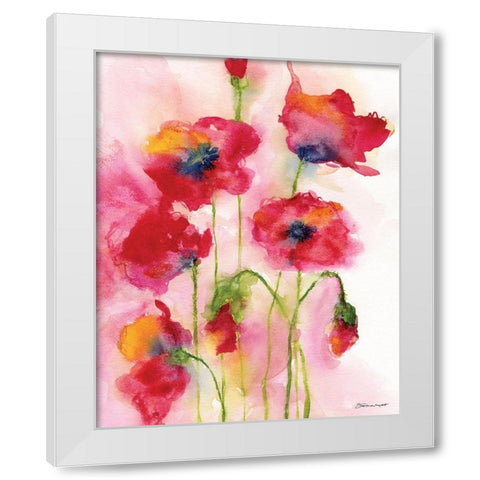 Poppy Impressions I White Modern Wood Framed Art Print by Marrott, Stephanie