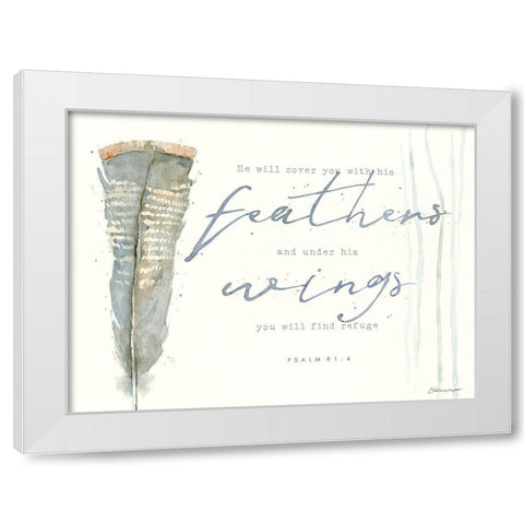 His Feathers White Modern Wood Framed Art Print by Marrott, Stephanie