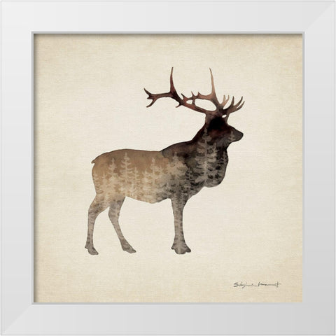 Forest Elk White Modern Wood Framed Art Print by Marrott, Stephanie