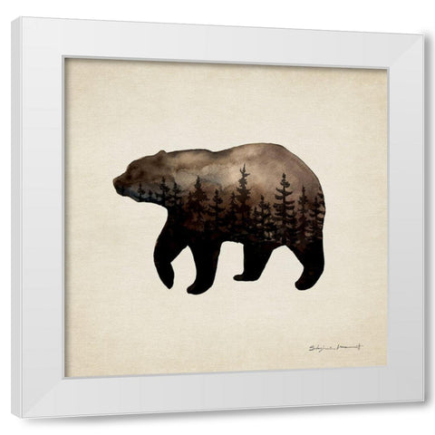 Forest Bear White Modern Wood Framed Art Print by Marrott, Stephanie