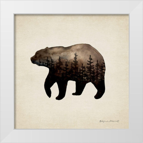 Forest Bear White Modern Wood Framed Art Print by Marrott, Stephanie