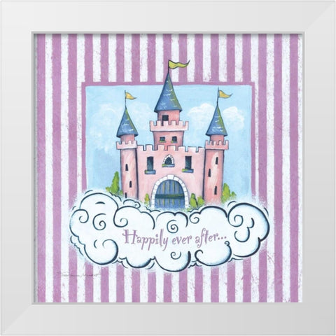 Happily White Modern Wood Framed Art Print by Marrott, Stephanie