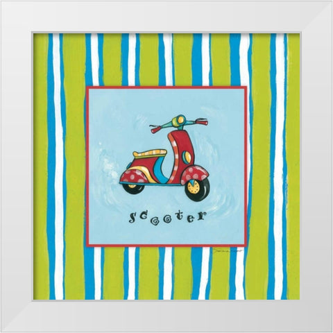 Scooter White Modern Wood Framed Art Print by Marrott, Stephanie