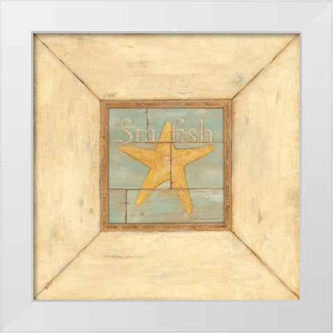 Starfish on Blue White Modern Wood Framed Art Print by Marrott, Stephanie