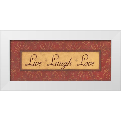 Live Laugh Love White Modern Wood Framed Art Print by Marrott, Stephanie