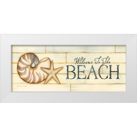 Welcome to the Beach White Modern Wood Framed Art Print by Marrott, Stephanie