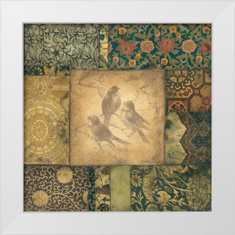 Avian Tapestry I White Modern Wood Framed Art Print by Marrott, Stephanie