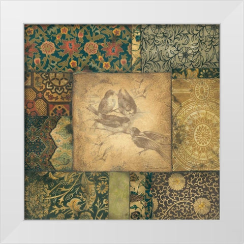 Avian Tapestry II White Modern Wood Framed Art Print by Marrott, Stephanie