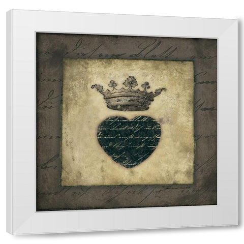Script Heart White Modern Wood Framed Art Print by Marrott, Stephanie