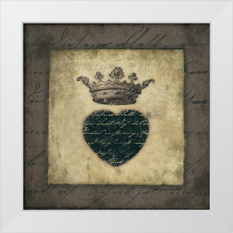 Script Heart White Modern Wood Framed Art Print by Marrott, Stephanie