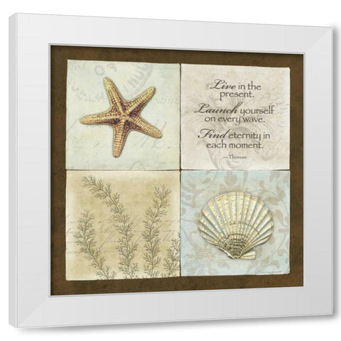 Live in the Present White Modern Wood Framed Art Print by Marrott, Stephanie