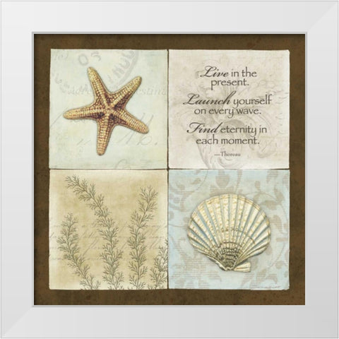 Live in the Present White Modern Wood Framed Art Print by Marrott, Stephanie