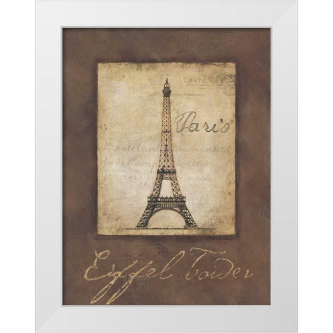 Eiffel Tower White Modern Wood Framed Art Print by Marrott, Stephanie