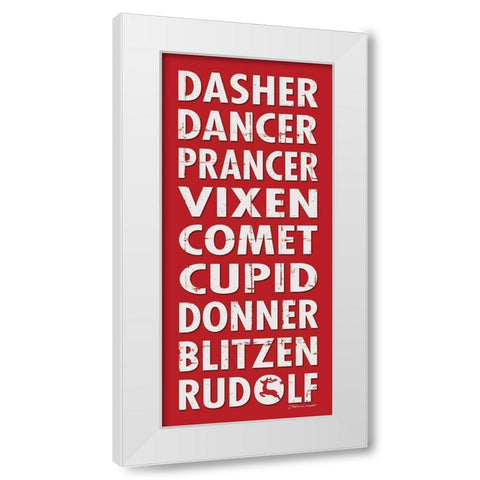 Reindeer Names White Modern Wood Framed Art Print by Marrott, Stephanie