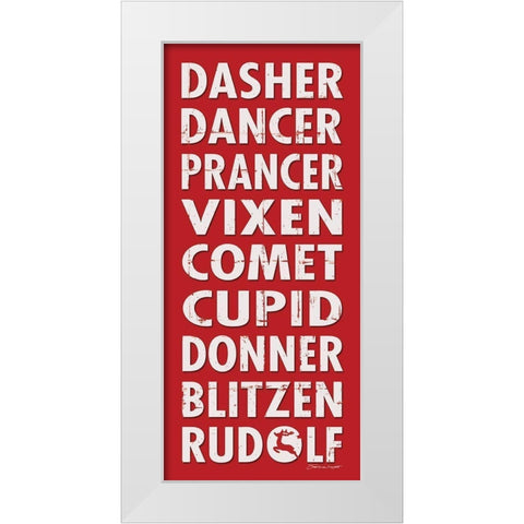Reindeer Names White Modern Wood Framed Art Print by Marrott, Stephanie