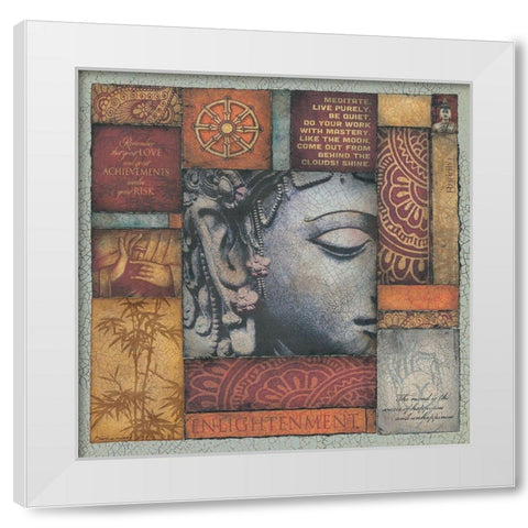 Buddha Tapestry I White Modern Wood Framed Art Print by Marrott, Stephanie