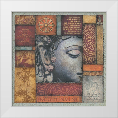 Buddha Tapestry I White Modern Wood Framed Art Print by Marrott, Stephanie