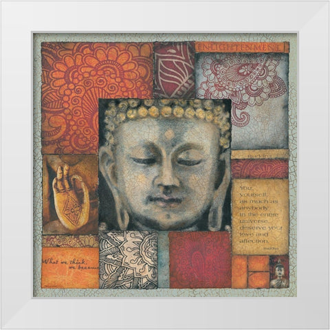 Buddha Tapestry II White Modern Wood Framed Art Print by Marrott, Stephanie