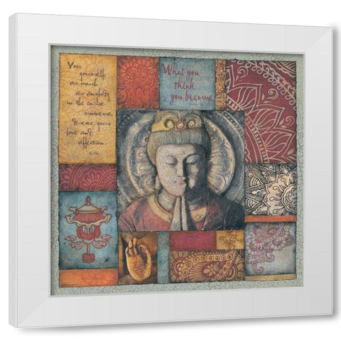Buddha Tapestry III White Modern Wood Framed Art Print by Marrott, Stephanie