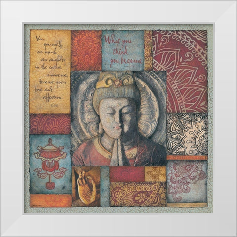 Buddha Tapestry III White Modern Wood Framed Art Print by Marrott, Stephanie