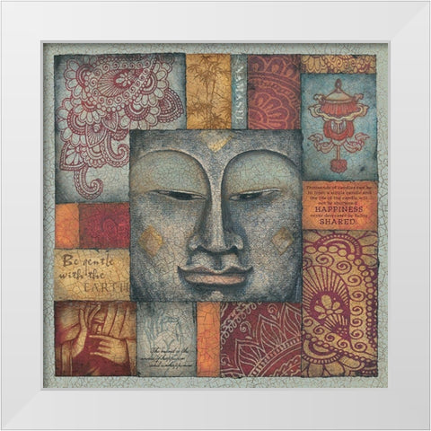 Buddha Tapestry IV White Modern Wood Framed Art Print by Marrott, Stephanie