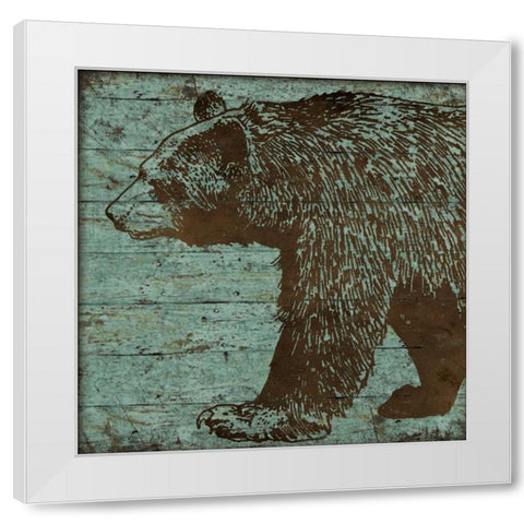 Lodge Bear White Modern Wood Framed Art Print by Marrott, Stephanie