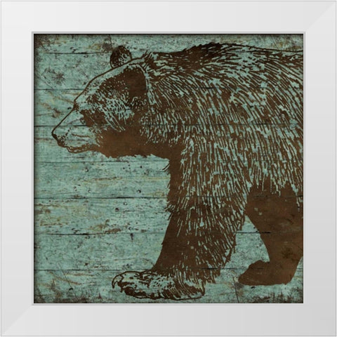 Lodge Bear White Modern Wood Framed Art Print by Marrott, Stephanie