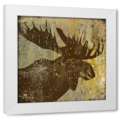 Lodge Moose White Modern Wood Framed Art Print by Marrott, Stephanie