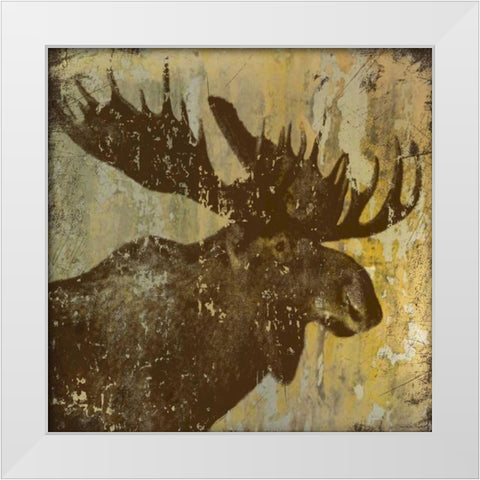 Lodge Moose White Modern Wood Framed Art Print by Marrott, Stephanie