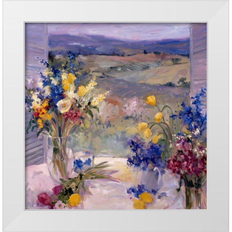Tuscany Floral White Modern Wood Framed Art Print by Stevens, Allayn