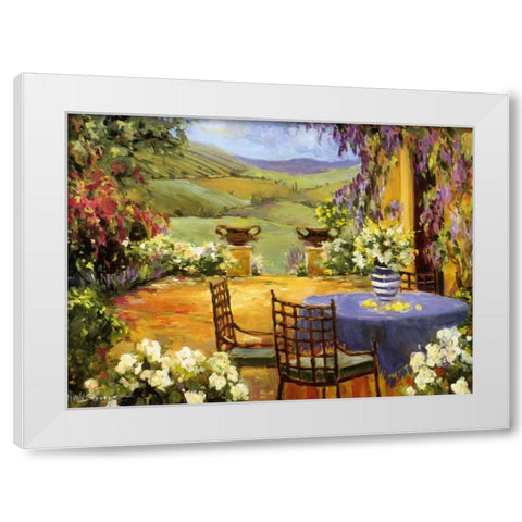 Countryside Terrace White Modern Wood Framed Art Print by Stevens, Allayn
