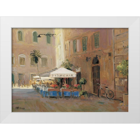 Cafe Roma White Modern Wood Framed Art Print by Stevens, Allayn