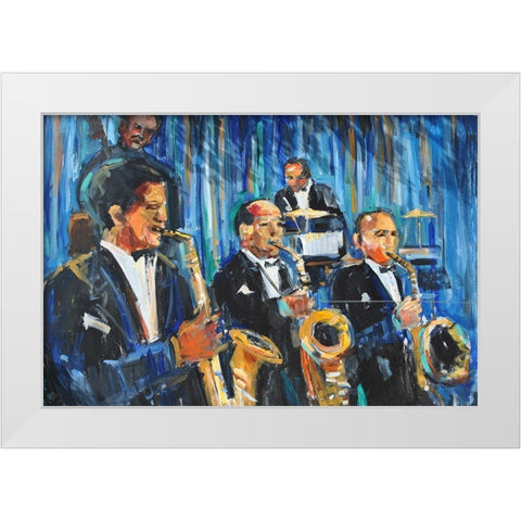 Horn Section White Modern Wood Framed Art Print by Stevens, Allayn