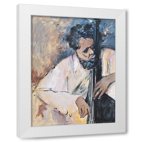 Listen To The Music White Modern Wood Framed Art Print by Stevens, Allayn