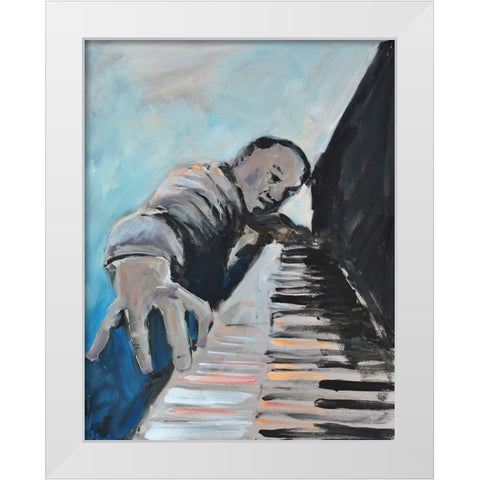 Piano Man White Modern Wood Framed Art Print by Stevens, Allayn