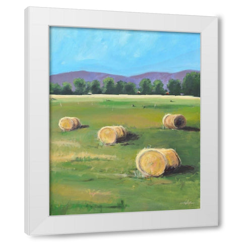 Hay Rolls White Modern Wood Framed Art Print by Stevens, Allayn