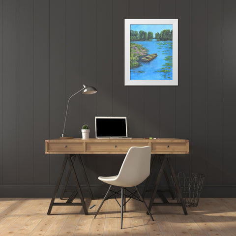 Boat Pond White Modern Wood Framed Art Print by Stevens, Allayn