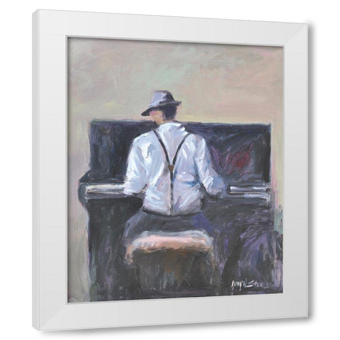 Play Me A Tune White Modern Wood Framed Art Print by Stevens, Allayn