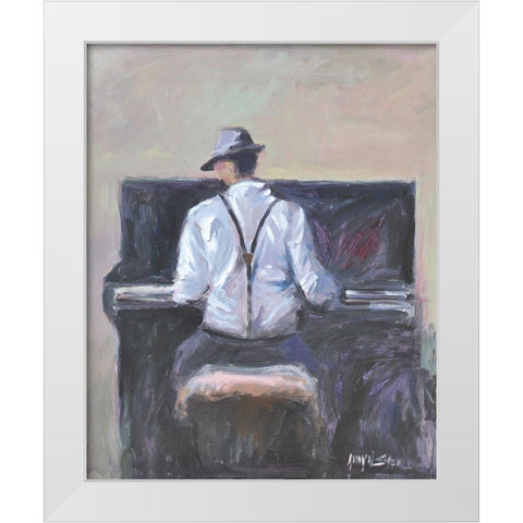 Play Me A Tune White Modern Wood Framed Art Print by Stevens, Allayn