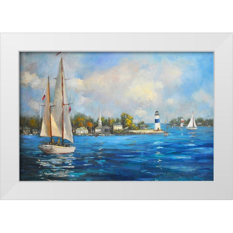 Sailing On Sunday White Modern Wood Framed Art Print by Stevens, Allayn